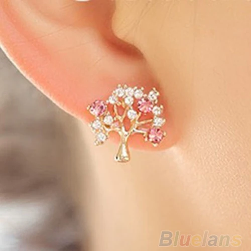 Очаровательная Мода Прекрасные Милые Горный Хрусталь Небольшое Дерево Серьги