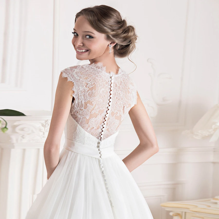 Элегантное кружевное свадебное платье без рукавов с лямкой на шее Vestido De Noiva