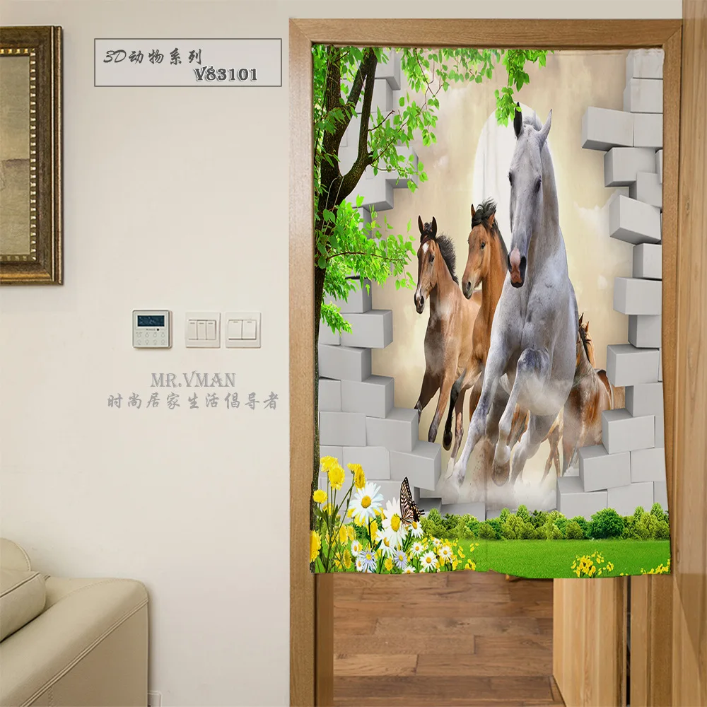 Красивые шторы 3D Животные пересекающие стены двери занавески полиэстер