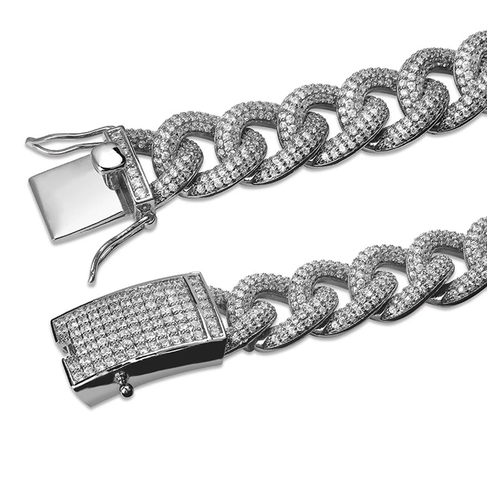 Для мужчин 15 мм круглый тяжелый Iced Out AAA CZ Майами Кубинский ссылка цепочки и ожерелья колье Bling золотая, серебряная цепочка 1" 22" хип хоп ювелирные изделия