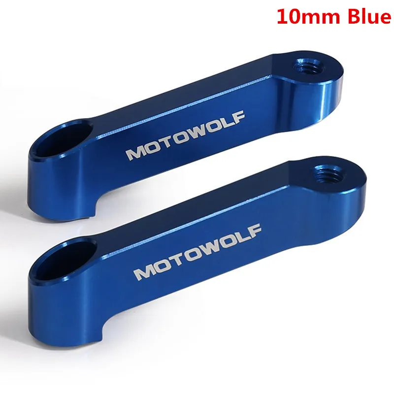 10mm Blue 1 пара 8/10 мм мотоцикл Зеркало заднего вида Удлинительный кронштейн держатель Алюминий сплав зеркало расширение Riser Продлить адаптер - Цвет: 10mm Blue