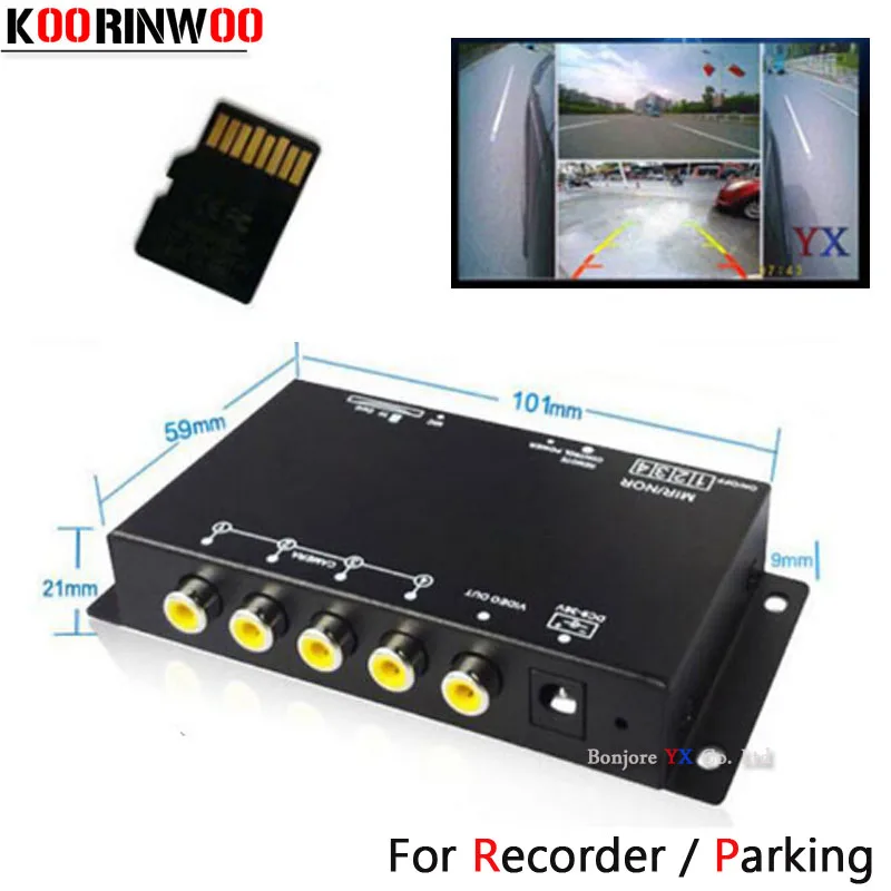 Koorinwoo панорамная система DVR Box 4 канала доступны для автомобиля камера заднего вида видео передняя сторона задняя камера помощь при парковке