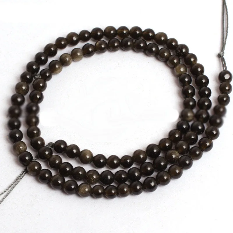 Бусины Из Натурального круглого гладкого золотого обсидиана для изготовления