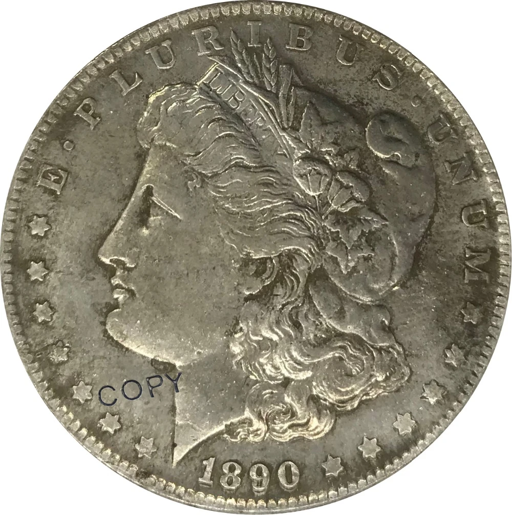 

Копия монеты S 1890, США, 1, один доллар, предметы коллекционирования из мельхиора, покрытые серебром