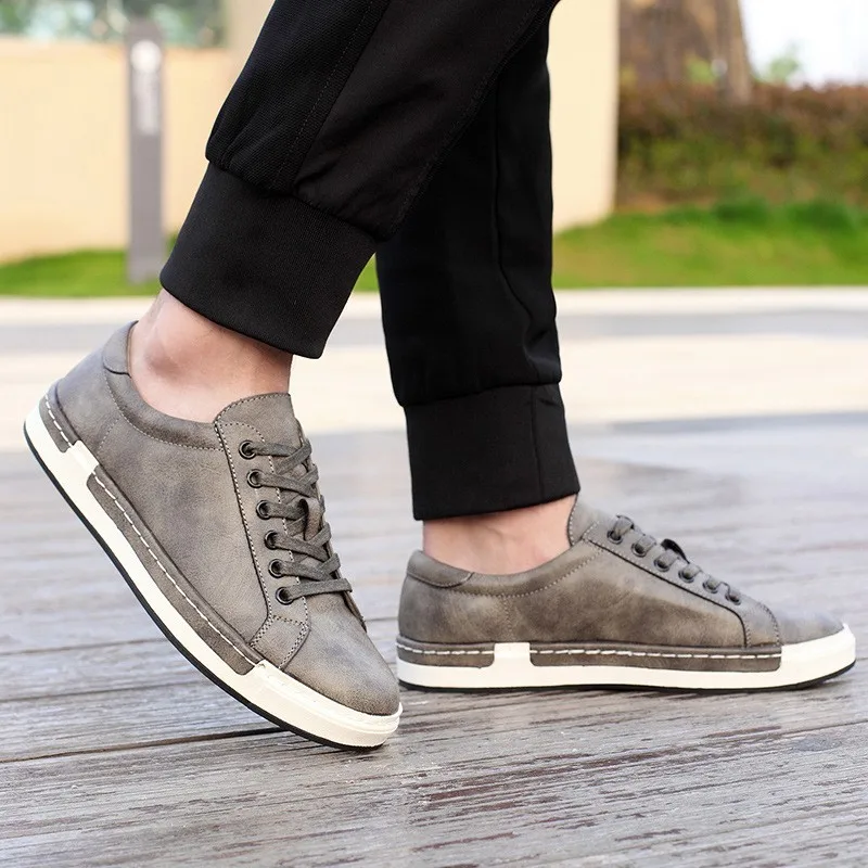 

Handmade Men Shoes Brand Casual Shoes Solid Lace-up Retro Breathable Shoes Microfiber Leather Flats Shoes Mens Footwear