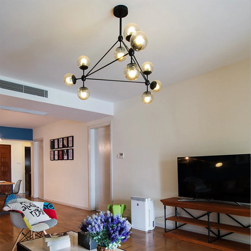 Светодиодный светильник s из стекла Современный Люстра черного цвета для