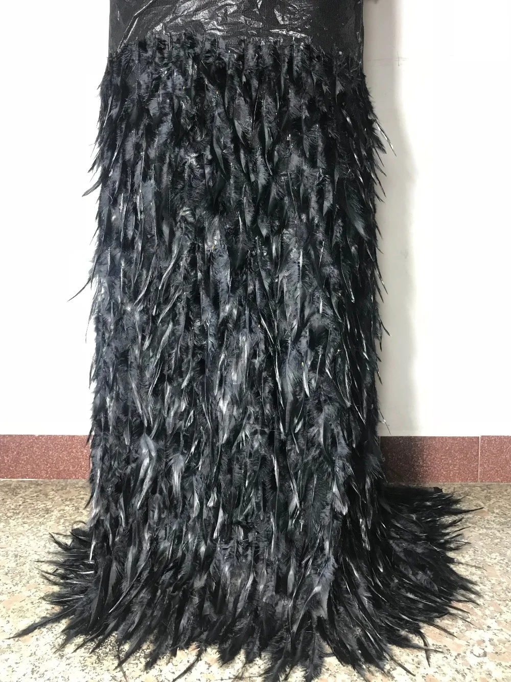 Швейцарская кружевная ткань с 3D пером супер тонкая блестками для невесты от