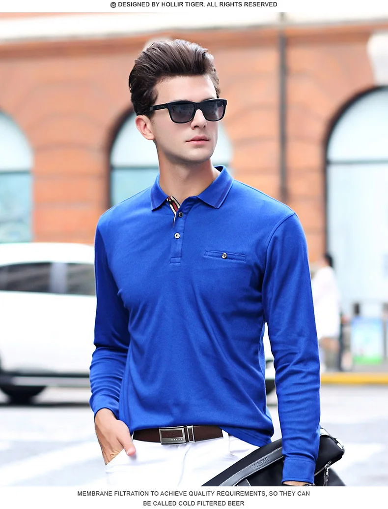 Airgracias Для мужчин Поло мужской воротник Slim Fit Поло рубашка сплошной Поло S для Для мужчин с длинным рукавом хлопка Camisa Поло masculina Размеры M-3XL