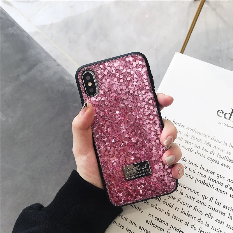 Блестящий Алмазный зеркальный чехол для телефона Love Heart для Iphone X, Xr, 6, 7, 8, 6S Plus, Xs Max, клеевой чехол, задняя крышка, чехлы бамперы