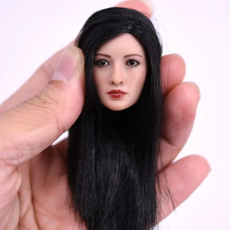 

1/6 Scale Accessoires Asian Womens Head Sculpt for 12 Inches Female Bodies Similar to Liu Yifei Jing Tian Long Brown Curls Hair