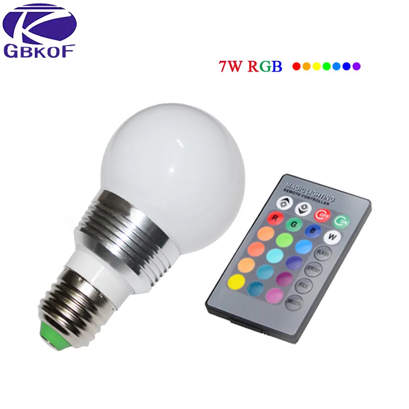 5 Вт/7 Вт RGB Светодиодная лампа E27 E14 85-265 в красочная Точечный светильник Лампочка