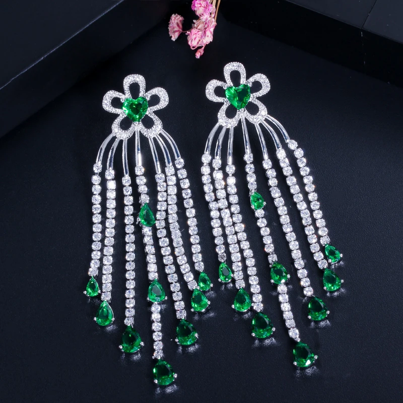 ANGELCZ африканские большие кисточки зеленые желтые фианиты Кристалл цветочные