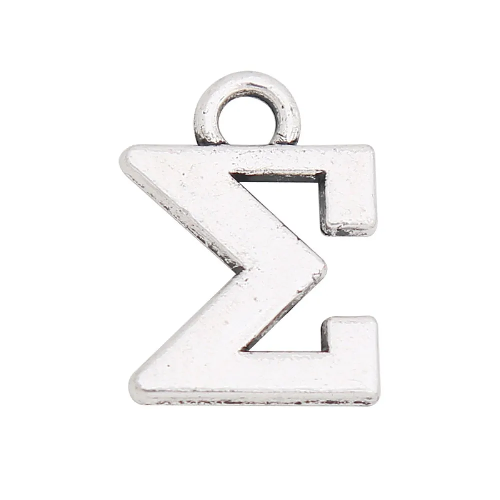 Антикварный посеребренный металлический сплав греческий алфавит Sigma Letter Charm Sorority