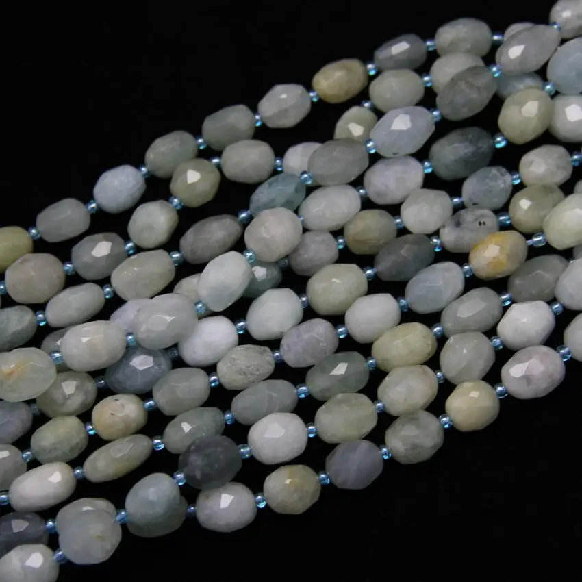 Около 25 шт. нитка Натуральный аквамарин граненый браслет вырезанные Nuggets камни