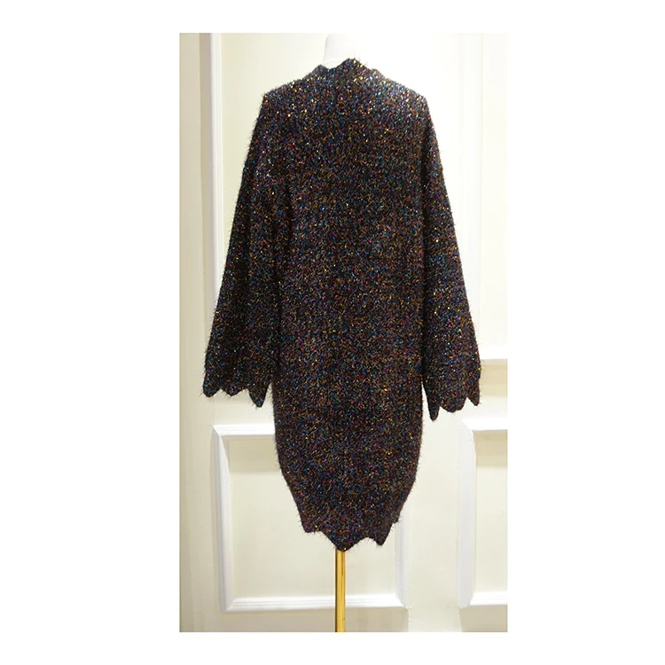 Женский длинный кардиган средней длины Cakucool свободный блестящий вязаный свитер