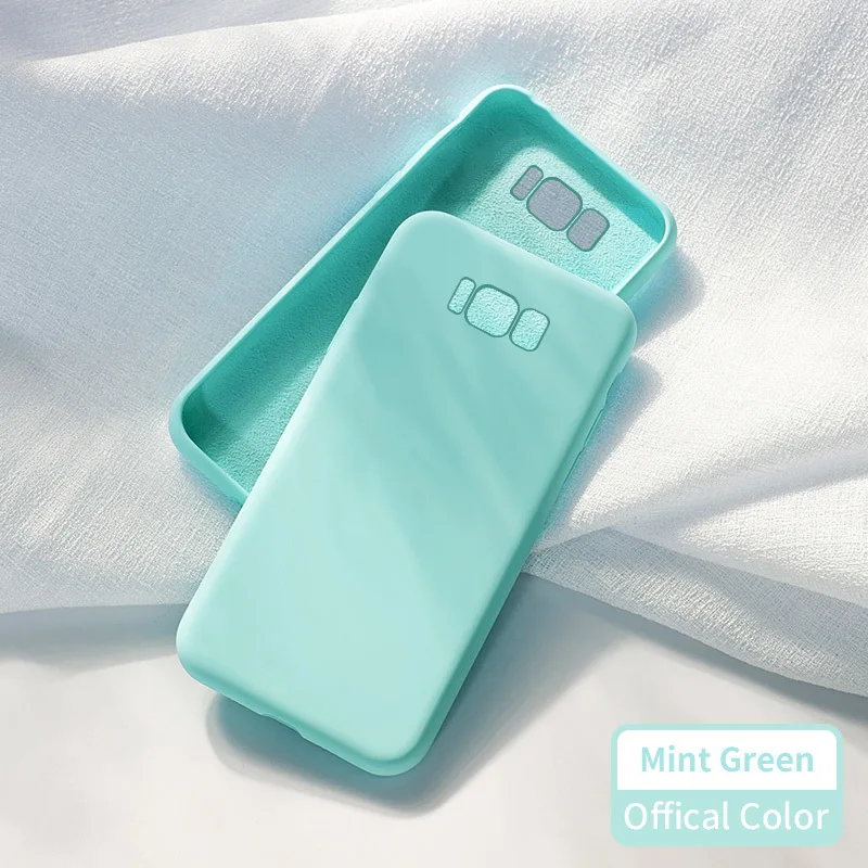 Mint Green Жидкий силиконовый чехол для samsung Galaxy Note 8 9 A10 A20 A40 A50 A70, однотонный Прозрачный Бампер для samsung S8 S9 S10 - Цвет: Mint Green