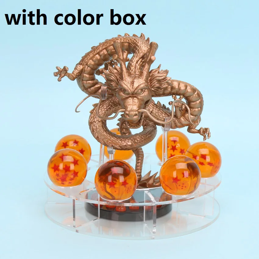 15 см Аниме Драконий жемчуг Z фигурки Shenron Dragonball Z Набор фигурок Esferas Del Dragon+ 7 шт 3,5 см шары+ полка фигурки DBZ - Цвет: glodenset withbox