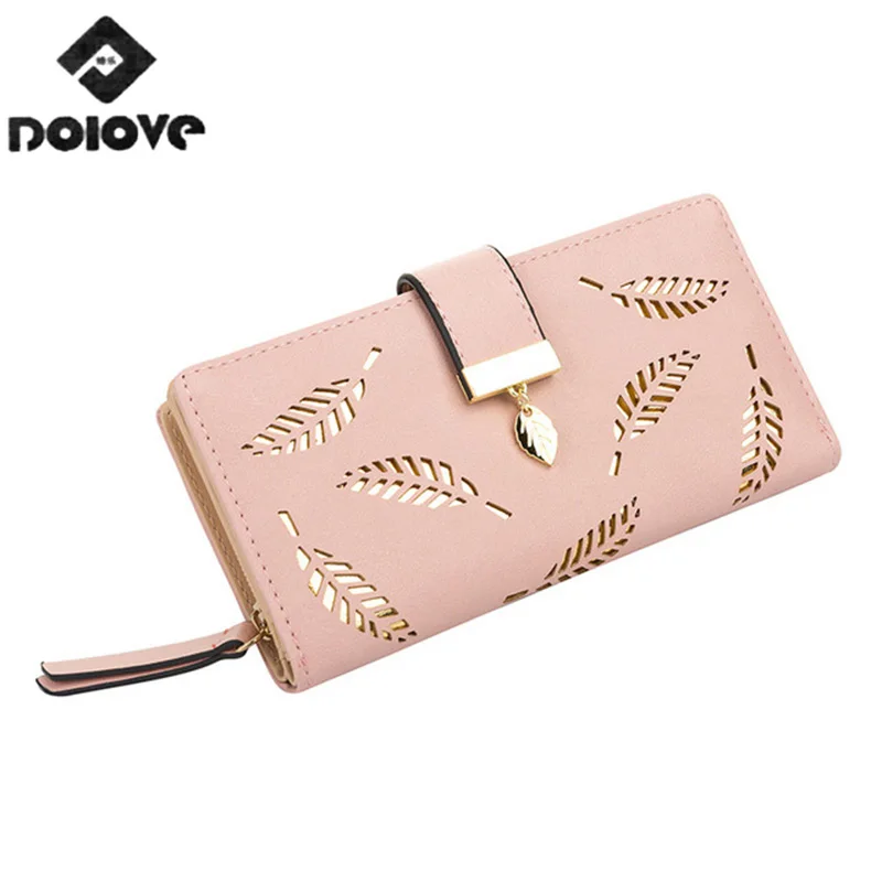 Женский кошелек с листочками женский модный клатч двумя складками большой из