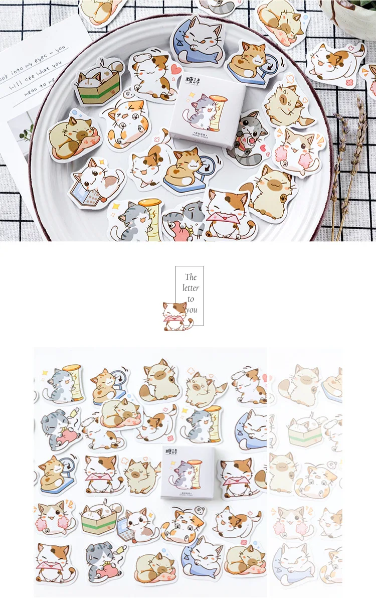 Kawaii Cat коллекция бумаги маленький дневник мини японский милый коробка наклейки Набор Скрапбукинг милые хлопья журнал канцелярские принадлежности