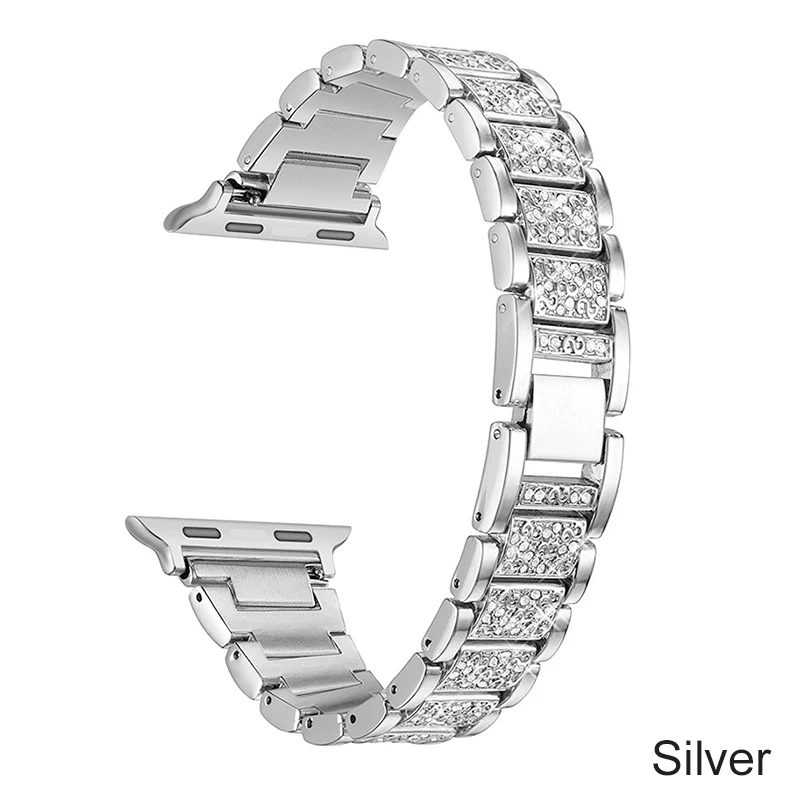 Серебристый Essidi For Apple Watch Series 5 4 3 2 1 Smart Bracelet Strap 38 40MM 42 44MM Stainless Steel Wrist Strap Band For Iwatch Clasp - Цвет: Серебристый
