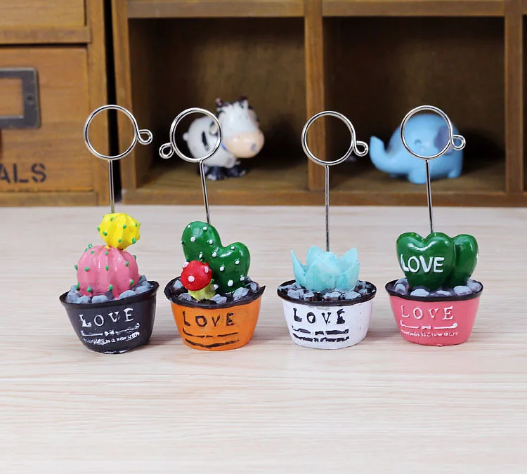 

Resin potted plants photo card holder, plant cactus message card holder