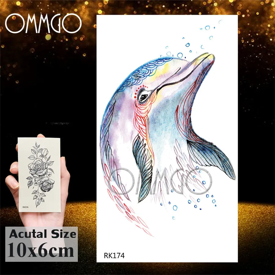 Временные татуировки наклейки OMMGO для мужчин и женщин акварельные с Медузой тело