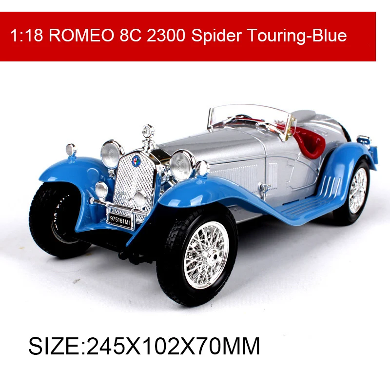 

BBUAGO 1:18 Romeo 8C 2300 Spider Touring Classic Cars 1:18 Alloy Car Metal Vehicle Collectible Models toys For Gift Collection