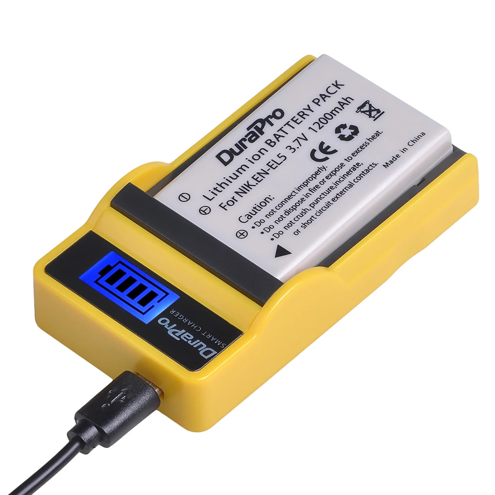 Аккумулятор для камеры 2 шт. и зарядное устройство USB с ЖК-дисплеем Nikon Coolpix EN-EL5 P100 P3