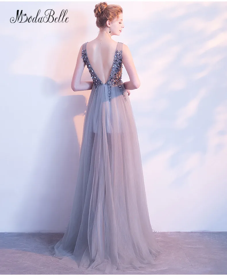 Новинка 2017 вечерние платья с кристаллами и блестками серое вечернее платье для