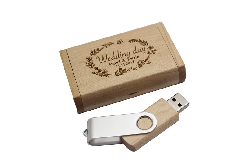 JASTER поворотный USB флеш-накопитель 4 ГБ 8 ГБ 16 ГБ 32 ГБ usb 2,0 флеш-накопитель деревянная коробка печать логотипа на заказ