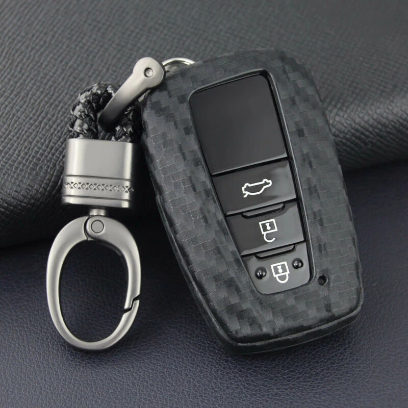

For Toyota Camry CHR Avalon RAV4 Carbon Fiber Car Keys Cover Case Fob Holder Diy