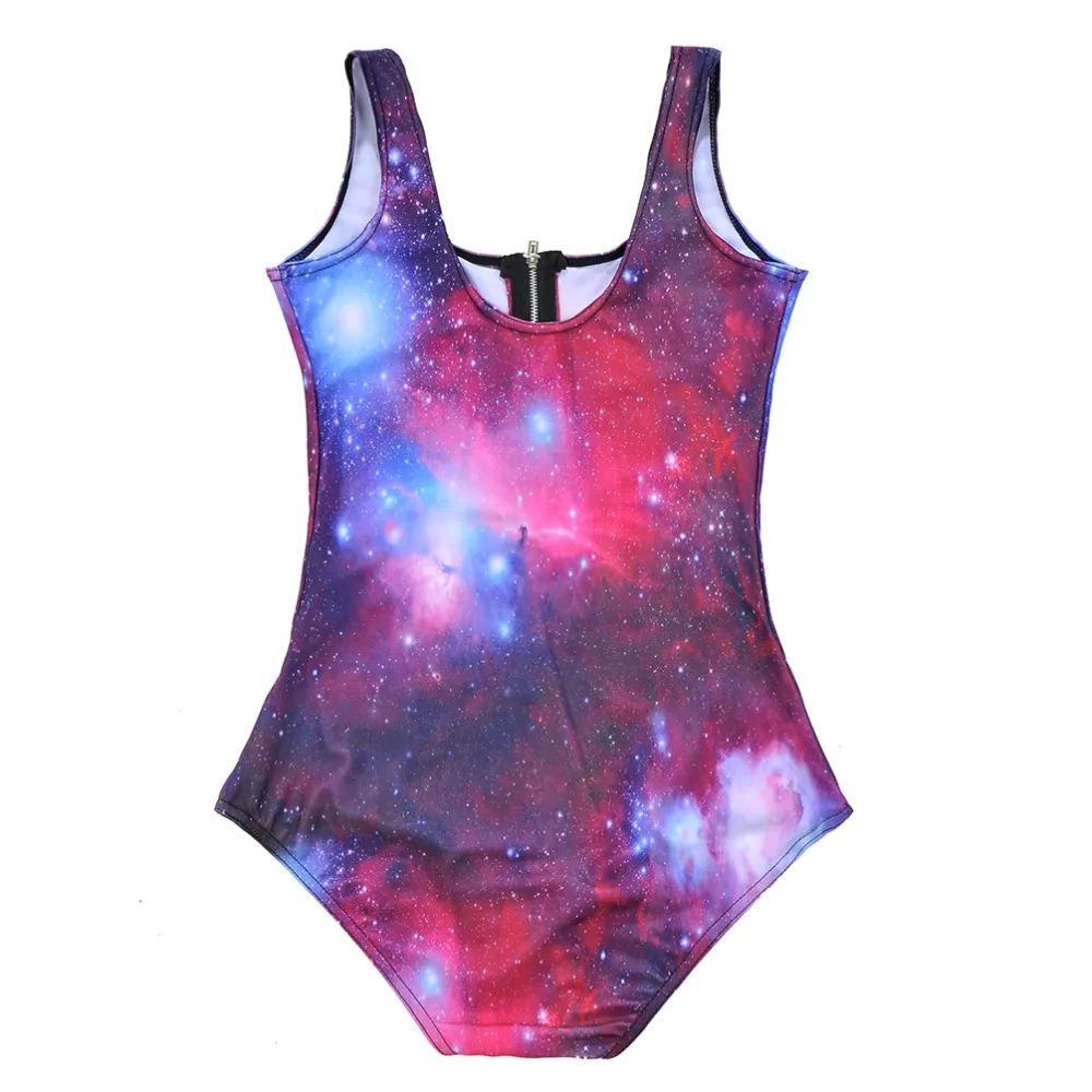 Новинка от S до 3XL Galaxy, женский слитный купальник на молнии, большой размер, женские купальные костюмы фиолетового и синего цвета, 3 узора
