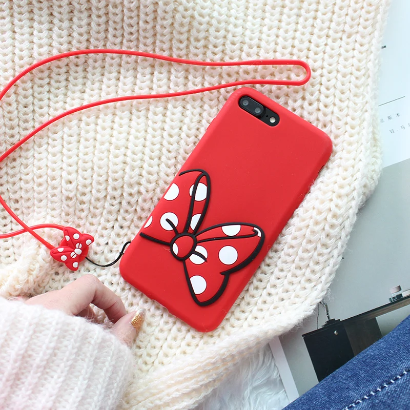 С Микки Маусом с бабочкой и принтом Минни чехол для телефона Iphone XS MAX XR ремешок