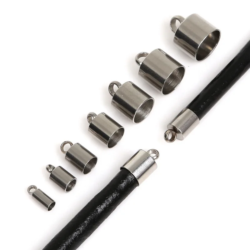 Hot Selling High Quality 10pcs/lot Multi-Size Stainless Steel Cord End Cap For DIY Jewelry Findings Making |