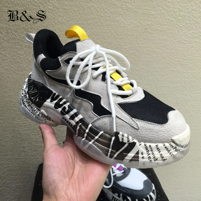 New Black& Street Vintage Suede Leather lace up breathable Platform Boots luxury Graffiti Sole Trainer sneaker Women Shoe
