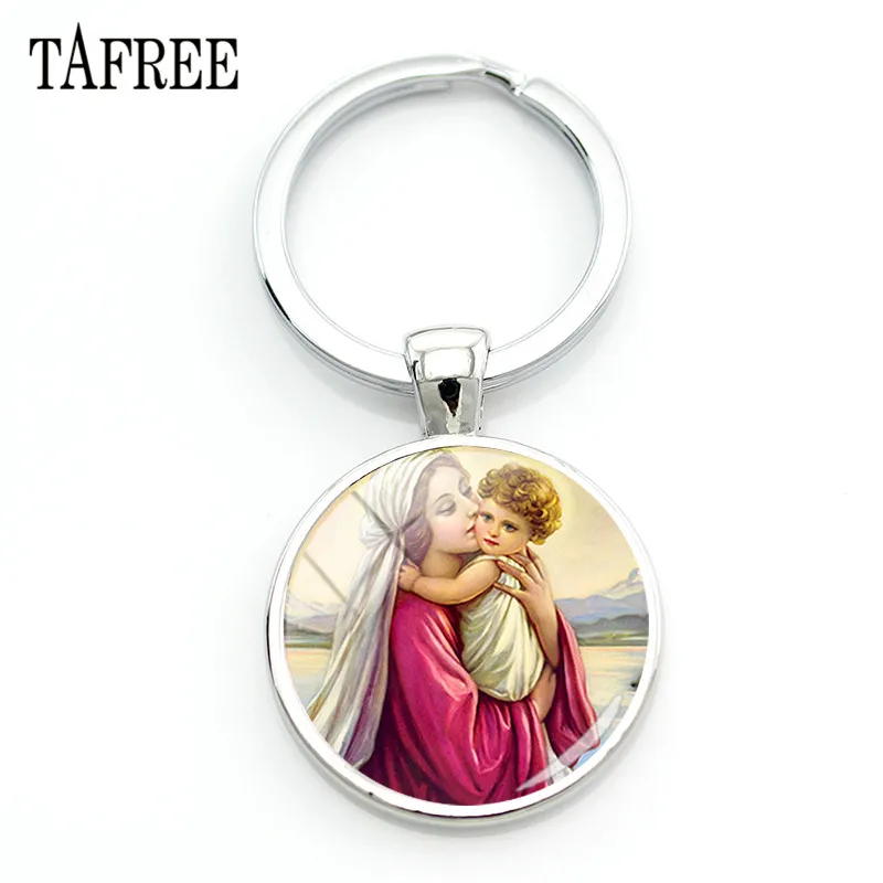 TAFREE винтажная Дева Мария детей христианский брелок Классический масляная