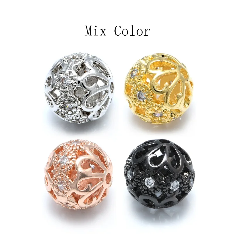 Mix Color 8 4 шт. 8 мм 9 видов стилей круглый, со смешанными цветами украшения из бусин латунь, цирконий шарики для DIY браслет ювелирных изделий - Цвет: Mix Color 8