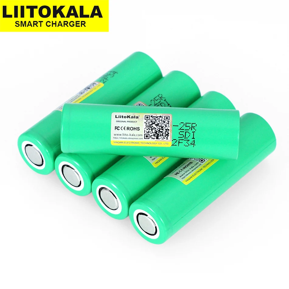 6 шт. Оригинальный литиевый аккумулятор Liitokala 25R 18650 2500 мАч электронные