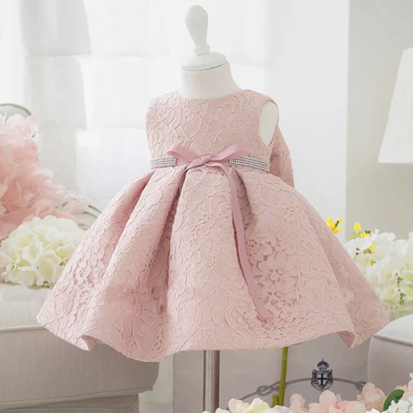 Glitz Pearl Bow Girl Summer Dresses for Wedding Pink/White Flower Dress Party Princess Baby Birthday 1-12Y | Детская одежда и