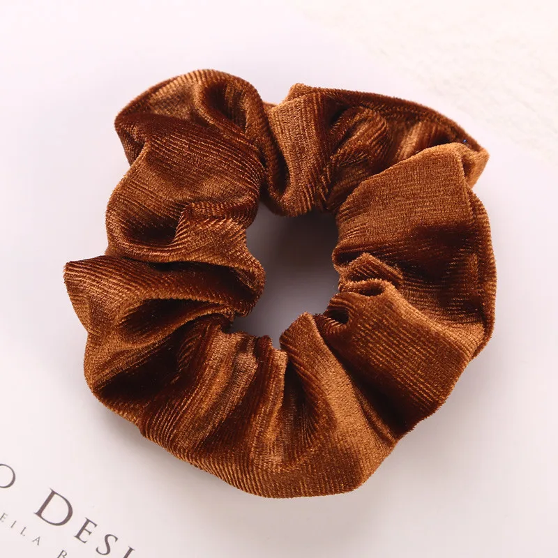 Light Brown 1 шт., Женские Элегантные Бархатные Однотонные эластичные резинки для волос, держатель для конского хвоста, резинки для волос, резинка для волос, повязка на голову, женские аксессуары для волос - Цвет: Light Brown