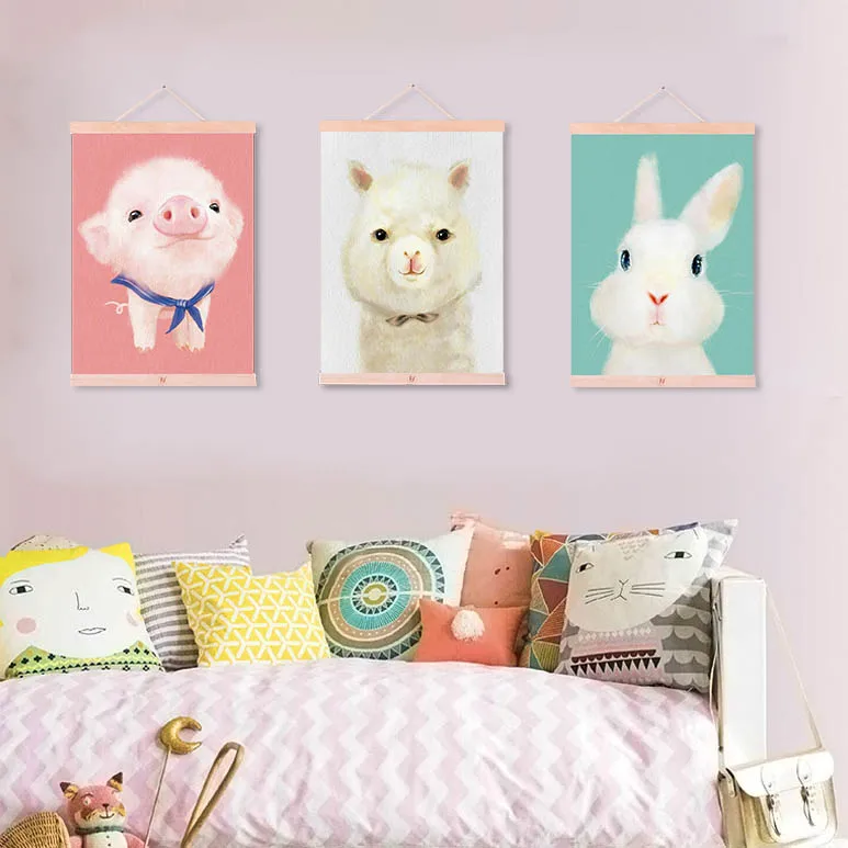 Современные милые животные Пингвин медведь деревянная рамка холст картины