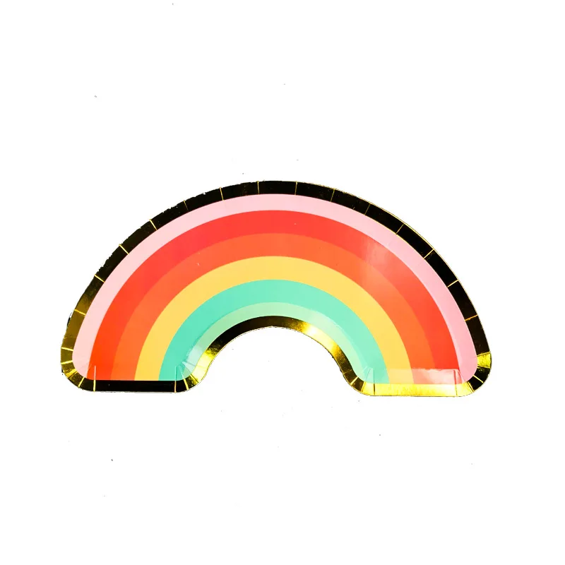 8pcs rainbow 8 шт. милые одноразовые столовые приборы белые в форме радуги бумажные подносы для десерта тарелки на день рождения свадебные индивидуальные вечерние принадлежности - Цвет: 8pcs rainbow