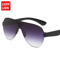leonlion 2021 gradient lens sunglasses women retro one piece mirror rimless sun glasses vintage travel driving eyewear uv400