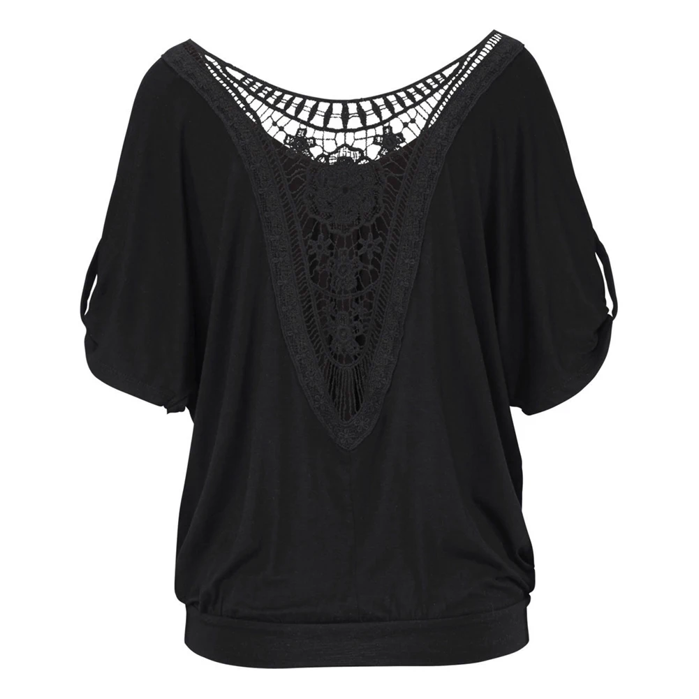 Новинка женские топы с коротким рукавом Повседневная Свободная блузка кружевной