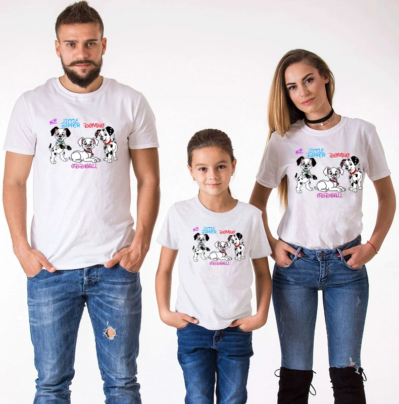 G54-white Dalmatian Fire Dog/футболка Одинаковая одежда для семьи Подарочная футболка на день рождения для папы, мамы и дочки, платье для мамы и меня - Цвет: G54-white