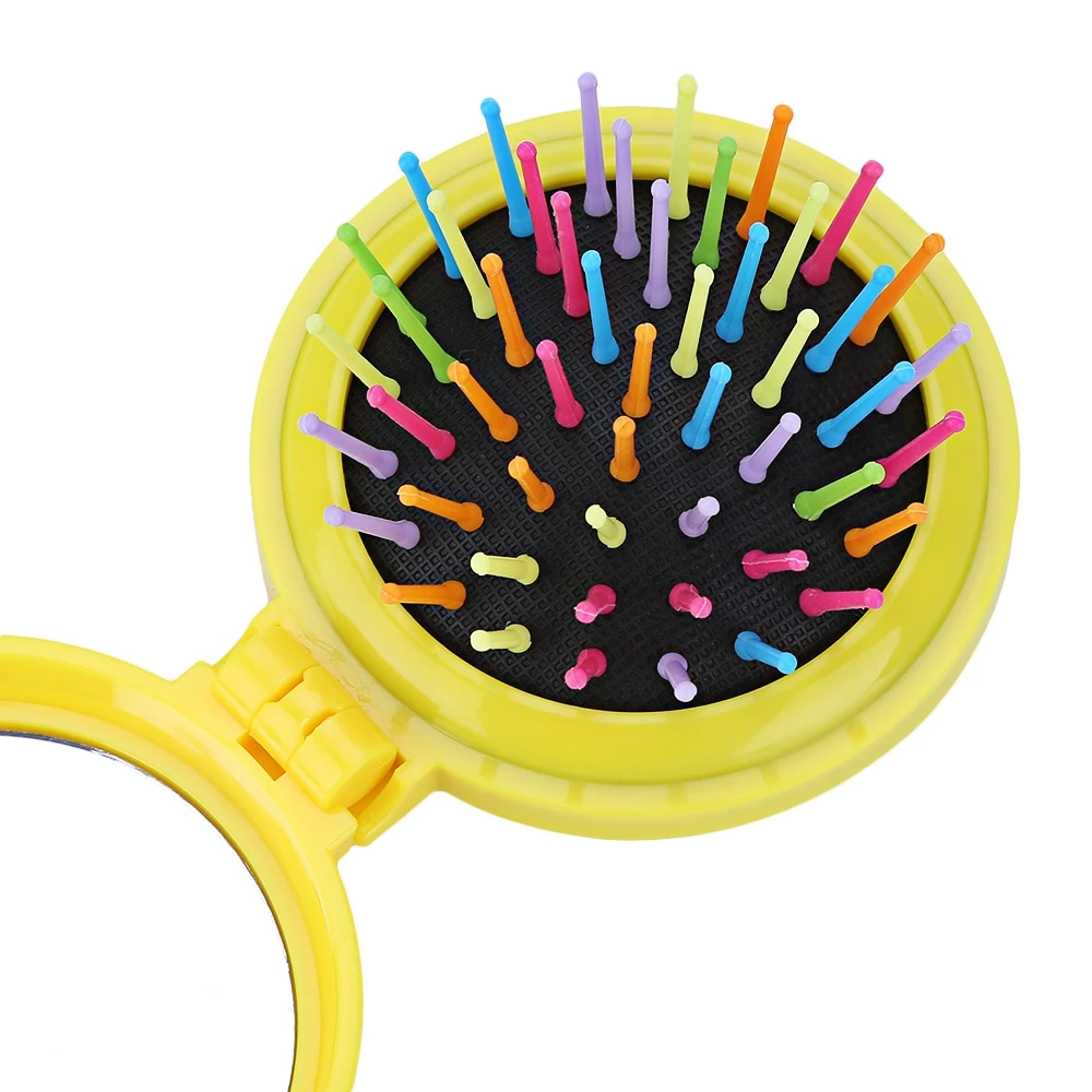 Портативный Радуга Здоровый Уход За Волосами Мини Круглый Массаж Гребень с