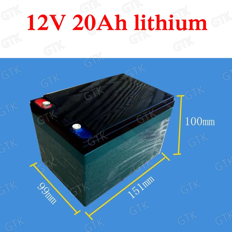 GTK 12 в 300 Вт Батарея 12 В 20AH литиевая батарея li ion 18650 BMS 3S для солнечного инвертора шахтера 35 Вт 55 Вт ксенон+ зарядное устройство