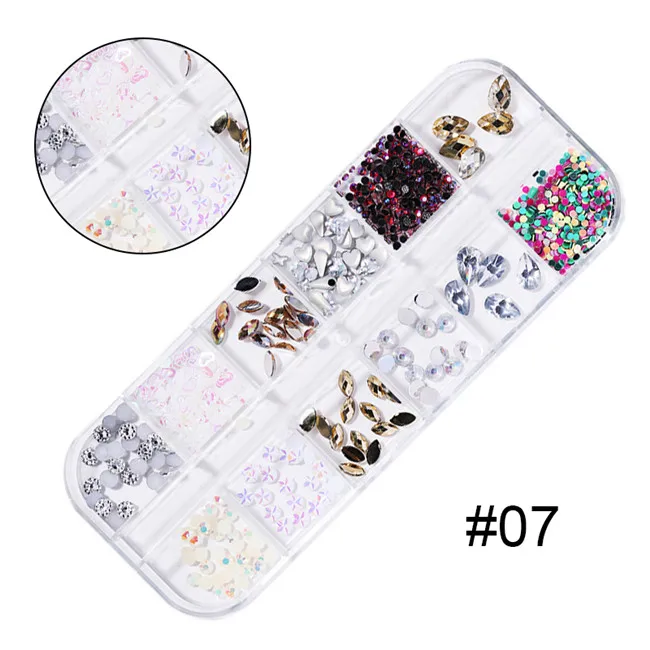 A7 Multi-size Nail Rhinestones 3D Crystal AB Clear Nail Stones Gems Pearl DIY Nail Art Decorations Gold Silver Rivet Rhinestone - Цвет: A7