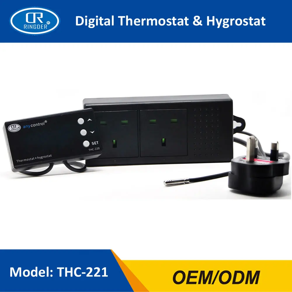 Цифровой регулятор температуры и влажности RINGDER THC 221 гигротермостат термостат