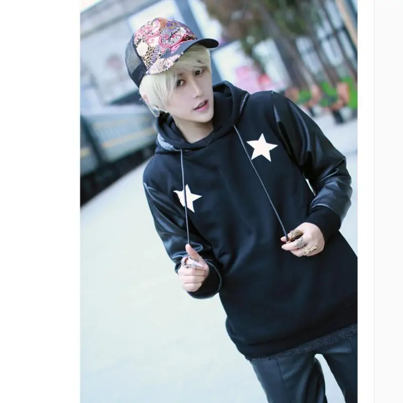 Новинка 2017 осенне зимняя толстовка из искусственной кожи с длинным рукавом для